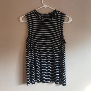 Black + White Striped Tank